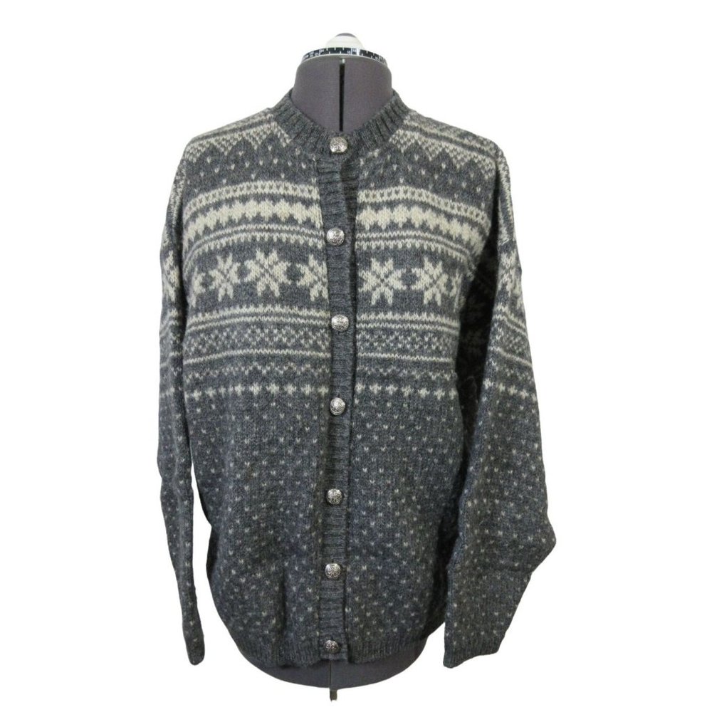 Vintage Levi's men's Fair Isle wool blend knit button‎ front cardigan sweater L